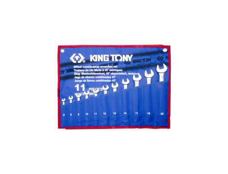 King Tony - ZESTAW KLUCZY PŁASKO-OCZKOWYCH ODGIĘTYCH 11cz. 6 - 22mm, ETUI - 1271MRN