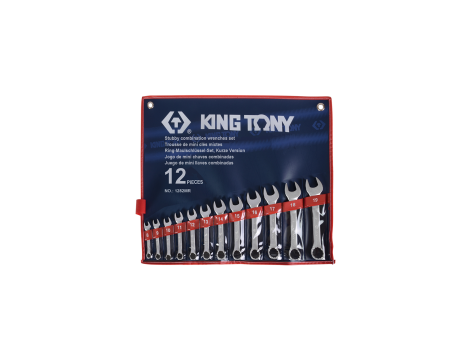 King Tony - ZESTAW KLUCZY PŁASKO-OCZKOWYCH KRÓTKICH 12cz. 8 - 19mm, ETUI - 1282MR
