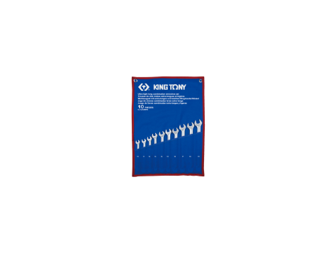 King Tony - ZESTAW KLUCZY PŁASKO-OCZKOWYCH DŁUGICH 10cz. 10 - 19mm, ETUI - 12A0MRN