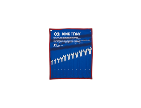 King Tony - ZESTAW KLUCZY PŁASKO-OCZKOWYCH DŁUGICH 11cz. 8 - 24mm, ETUI - 12A1MRN