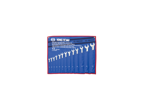 King Tony - ZESTAW KLUCZY PŁASKO-OCZKOWYCH DŁUGICH 13cz. 8 - 24mm, ETUI - 12A3MRN