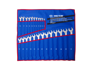 King Tony - ZESTAW KLUCZY PŁASKO-OCZKOWYCH DŁUGICH 24cz. 6 - 32mm, ETUI - 12B4MRN