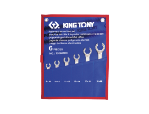 King Tony - ZESTAW KLUCZY DO PRZEWODÓW HAMULCOWYCH 6cz. 8 - 22mm, ETUI - 1306MRN
