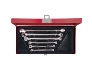 King Tony - ZESTAW KLUCZY OCZKOWYCH GWIAZDKOWYCH DWUSTRONNYCH 6 cz. E6 - E24, KASETA - 1406PR