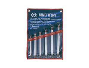 King Tony - ZESTAW KLUCZY OCZKOWYCH ODGIĘTYCH 75° 6cz. 6 - 17mm, ETUI - 1706MR