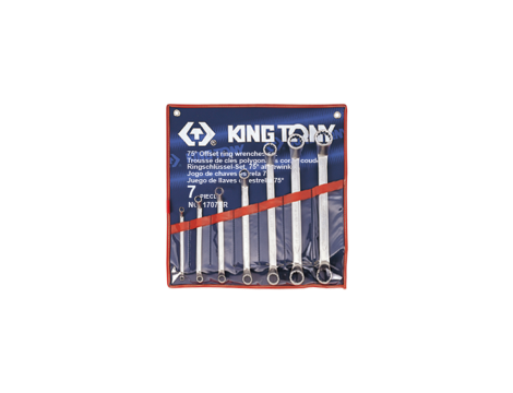 King Tony - ZESTAW KLUCZY OCZKOWYCH ODGIĘTYCH 75° CALOWYCH 1/4 - 1.1/8", 7cz. ETUI - 1707SR