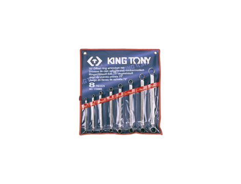 King Tony - ZESTAW KLUCZY OCZKOWYCH ODGIĘTYCH 75° 8cz. 6 - 23mm, ETUI - 1708MR