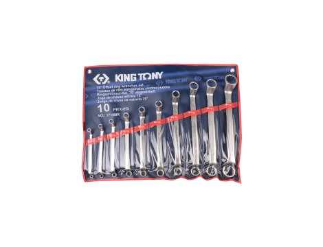 King Tony - ZESTAW KLUCZY OCZKOWYCH ODGIĘTYCH 75° 10cz. 6 - 32mm, ETUI - 1710MR