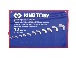 King Tony - ZESTAW KLUCZY FAJKOWYCH (2x6-kąt) 12cz. 8 - 24mm, ETUI - 1912MRN