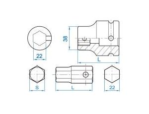 King Tony - BIT UDAROWY DO UCHWYTU 22mm HEX 22mm - 195422h - image 2