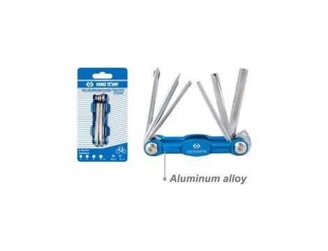 King Tony - SCYZORYK ROWEROWY 6 cz. HEX H3 - H6, KRZYŻAK PH2, PŁASKI 5.0 Z ALUMINIUM - 20306PR