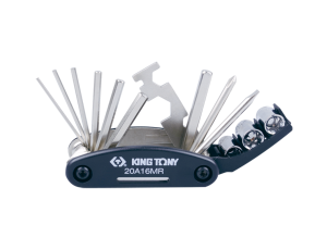King Tony - ZESTAW NARZĘDZI ROWEROWYCH, HEX 2 - 6mm, NASADKI 8 - 10mm, PH2, PŁASKI 5.0 - 20A16MR