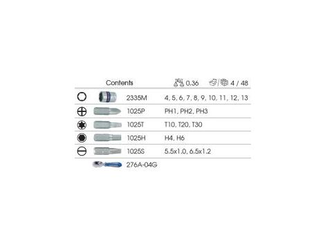 King Tony - ZESTAW NARZĘDZI 1/4" NASADKI KRÓTKIE, BITY I GRZECHOTKA, 21 CZ., - 2501MR