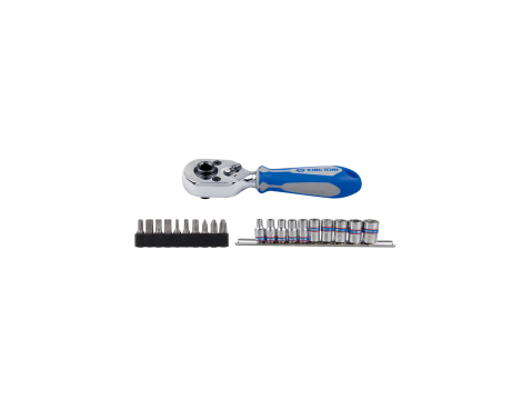 King Tony - ZESTAW NARZĘDZI 1/4" NASADKI KRÓTKIE, BITY I GRZECHOTKA, 21 CZ., - 2501MR - 2