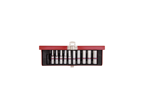 King Tony - ZESTAW NASADEK CALOWYCH 1/4" 10cz. DŁUGIE 6-kąt. 5/32 - 1/2" KASETA - 2510SR