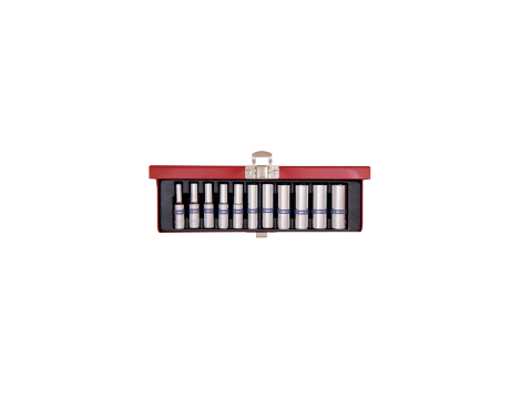King Tony - ZESTAW NASADEK 1/4" 11cz. DŁUGIE 6-kąt. 4 - 13mm, KASETA - 2511MR