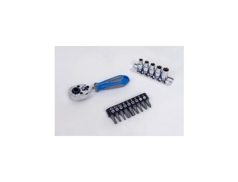 King Tony - ZESTAW NARZĘDZI 1/4" NASADKI KRÓTKIE, BITY I GRZECHOTKA,, 15 CZ., - 2515MR - 3