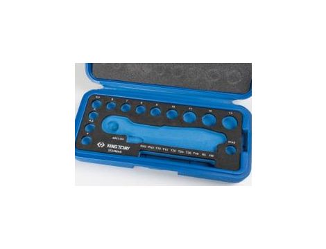 King Tony - ZESTAW NARZĘDZI 1/4" 25cz. NASADKI KRÓTKIE, 6-kąt. 4 - 13mm Z GRZECHOTKĄ I AKCESORIAMI, KASETA - 2525MRE - 4