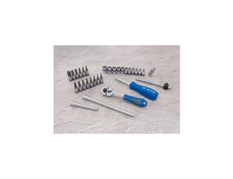 King Tony - ZESTAW NARZĘDZI 1/4" 31cz. NASADKI KRÓTKIE, 6-kąt. 4 - 13mm, T8 -T30, HEX 3 - 10 Z GRZECHOTKĄ I AKCESORIAMI, KASETA - 2531MR - 4