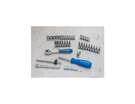 King Tony - ZESTAW NARZĘDZI 1/4" 39cz. NASADKI KRÓTKIE, 6-kąt. 4 - 13mm, T8 -T40, HEX 3 - 10, E4 - E8 Z GRZECHOTKĄ I AKCESORIAMI, KASETA - 2539MR - 2