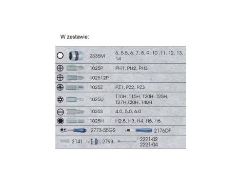 King Tony - ZESTAW NARZĘDZI 1/4" 39cz. NASADKI KRÓTKIE, 6-kąt. 5 - 14mm + BITY, Z GRZECHOTKĄ I AKCESORIAMI - 2539MR01-AM - 3