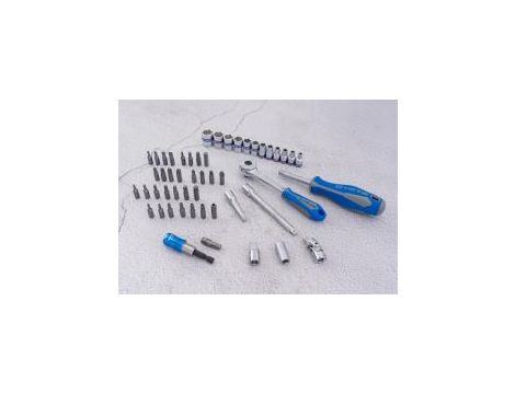 King Tony - ZESTAW NARZĘDZI 1/4" 51cz. NASADKI KRÓTKIE, 6-kąt. 4 - 14mm, BITY 1/4" Z GRZECHOTKĄ I AKCESORIAMI, KASETA - 2551MR - 3