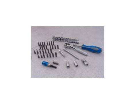 King Tony - ZESTAW NARZĘDZI 1/4" 51cz. NASADKI KRÓTKIE, 6-kąt. 4 - 14mm, BITY 1/4" Z GRZECHOTKĄ I AKCESORIAMI, KASETA - 2551MR01 - 3