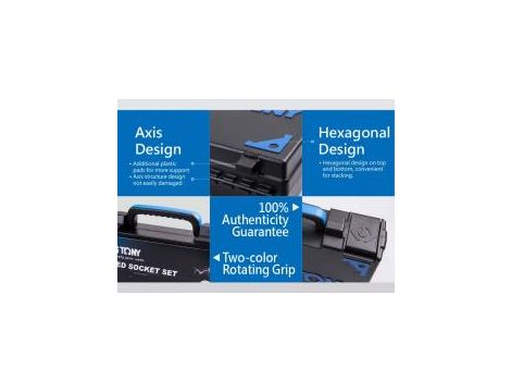 King Tony - ZESTAW NASADEK IZOLOWANYCH 1/4" 18cz. KRÓTKIE, 6-kąt. 5 - 14mm, Z AKCESORIAMI, CHROM, KASETA Z TWORZYWA - 25VE01MRV - 4