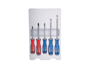 King Tony - ZESTAW WKRĘTAKÓW 5 cz. KRZYŻAK PH No.1 x 80, No.2 x 100, PŁASKIE 4 x 100, 5,5 x 125, 6,5 x 150 - 30115MR-P