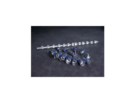 King Tony - ZESTAW NASADEK 3/8" 13cz. KRÓTKIE 12-kąt. 7 - 19mm, SZYNA - 3013MR - 2