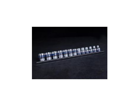 King Tony - ZESTAW NASADEK 3/8" 13cz. KRÓTKIE 12-kąt. 7 - 19mm, SZYNA - 3013MR - 4