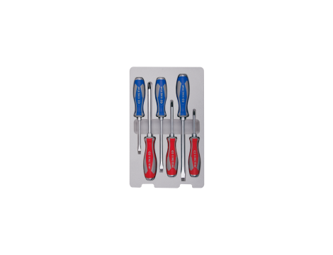 King Tony - ZESTAW WKRĘTAKÓW ŚLUSARSKICH 6 cz. KRZYŻAK PH No.1 x 75, No.2 x 100, No.3 x 150, PŁASKIE 5.5, 6.5, 8.0 - 30206MR