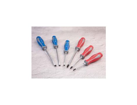 King Tony - ZESTAW WKRĘTAKÓW ŚLUSARSKICH 6 cz. KRZYŻAK PH No.1 x 75, No.2 x 100, No.3 x 150, PŁASKIE 5.5, 6.5, 8.0 - 30206MR - 2