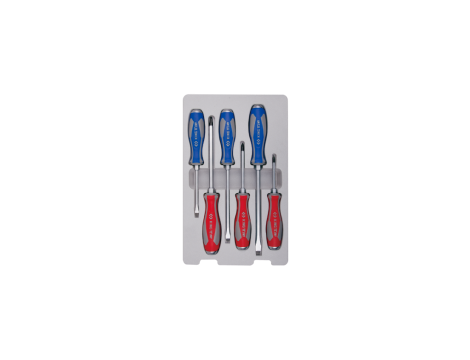 King Tony - ZESTAW WKRĘTAKÓW ŚLUSARSKICH 6 cz. KRZYŻAK PH No.1 x 75, No.2 x 100, No.3 x 150, PŁASKIE 5.5, 6.5, 8.0 - 30206MR-P