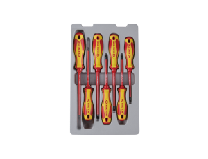 King Tony - ZESTAW WKRĘTAKÓW IZOLOWANYCH 7cz. POZIDRIV No.1x100, No.2x100, PŁASKIE 4x100, 5,5x125, 6,5x150, KWADRAT No.1, No.2 - 30607MR02