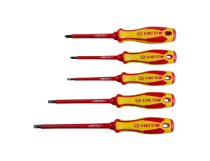 King Tony - ZESTAW WKRĘTAKÓW IZOLOWANYCH 5cz.KRZYŻAK PH No.1x 100, No.2x100, PŁASKIE 4x100, 5,5x125, 6,5x150 - 30615MR