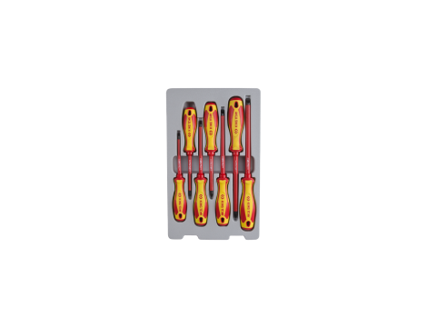 King Tony - ZESTAW WKRĘTAKÓW IZOLOWANYCH 7 cz. KRZYŻAK PH No.1, No.2, No.3, PŁASKIE 4 X100, 5,5 x 125, 6,5 x 150, 8 - 30617MR