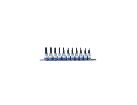 King Tony - ZESTAW NASADEK 3/8" TORX Z OTWOREM 11cz. T8 - T50, SZYNA, - 3131PR8