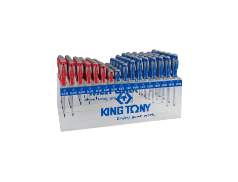 King Tony - ZESTAW WKRĘTAKÓW 96cz.po 6 szt. Z KAŻDEGO RODZAJU: KRZYŻAK PH No.0x60, No.1x80, No.1x100, No.2x38, No.2x100,N - 31416MR