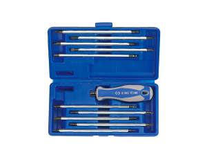 King Tony - ZESTAW WKRĘTAKÓW Z WYMIENNYMI GROTAMI 11 cz. MIX: TORX, HEX, PŁASKIE, PH, PZ - 32518MR