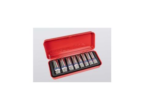 King Tony - ZESTAW NASADEK 3/8" 8cz. DŁUGIE 6-kąt 10 - 19mm, KASETA - 3508MR - 2