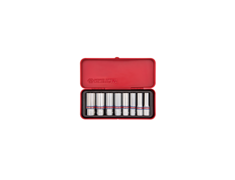 King Tony - ZESTAW NASADEK CALOWYCH 3/8" 8cz. DŁUGIE 6-kąt, 3/8 - 13/16" KASETA - 3508SR