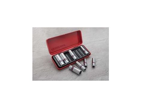 King Tony - ZESTAW NASADEK CALOWYCH 3/8" 8cz. DŁUGIE 6-kąt, 3/8 - 13/16" KASETA - 3508SR - 4