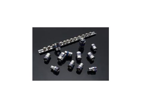 King Tony - ZESTAW NASADEK 3/8" 13cz. KRÓTKIE 6-kąt. 7 - 19mm, SZYNA, - 3513MR - 2