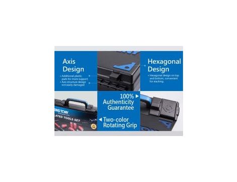 King Tony - ZESTAW NASADEK IZOLOWANYCH 3/8" 14cz. KRÓTKIE, 6-kąt. 10 - 19mm, Z AKCESORIAMI, CHROM, KASETA Z TWORZYWA - 35VE01MRV - 4