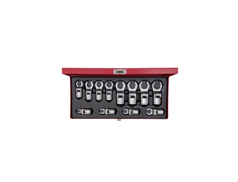 King Tony - ZESTAW NASADEK PRZEGUBOWYCH DO PRZEWODÓW HAMULCOWYCH 3/8" 12 CZ. 8 - 19mm, KASETA - 3612MR