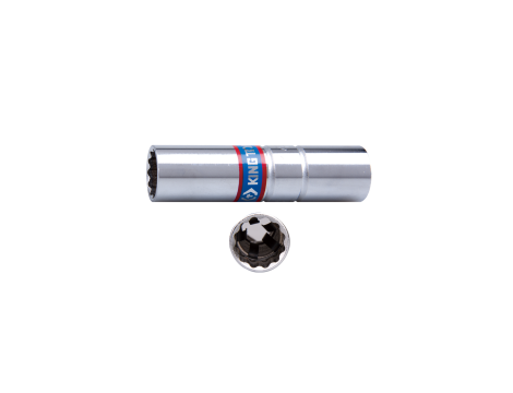 King Tony - NASADKA DO ŚWIEC 3/8" 18mm x 63mm 12-kąt. WKŁADKA Z METALOWYM KLIPSEM - 367018