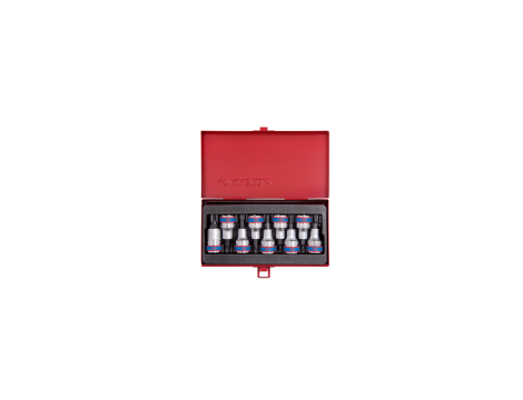 King Tony - ZESTAW NASADEK Z KOŃCÓWKĄ TORX 1/2" 9 cz. KRÓTKIE T20 - T60 KASETA - 4109PR