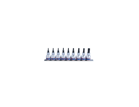 King Tony - ZESTAW NASADEK Z KOŃCÓWKĄ TORX 1/2" 9 cz. KRÓTKIE T20 - T60 ZESTAW NA SZYNIE - 4109PR10