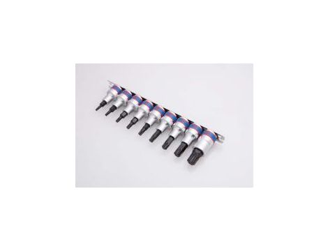 King Tony - ZESTAW NASADEK Z KOŃCÓWKĄ TORX 1/2" 9 cz. KRÓTKIE T20 - T60 ZESTAW NA SZYNIE - 4109PR10 - 2